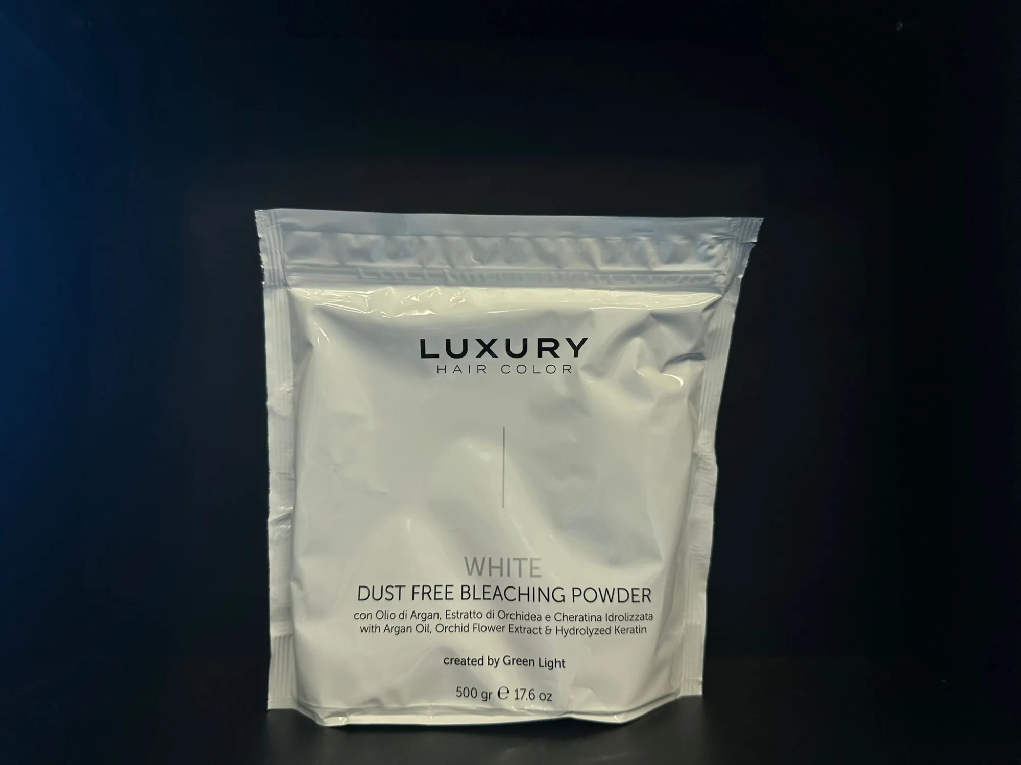 אבקת החלקת שיער ללא אבק של מותג Luxury, מכילה שמן ארגן ותמציות פרחים, 500 גרם.