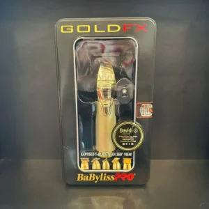 מכונת תספורת BabylissPRO GOLD FX באריזת קנייה, מתאימה לשימוש מקצועי במספרות.