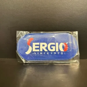 מוצר מקצועי לשיער בצבע כחול עם הלוגו של "SERGIO" על גבי אריזת פלסטיק.