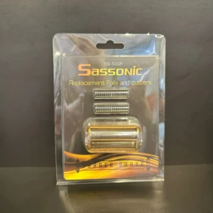 ערכת תחליפים למכונת תספורת Sassonic עם פילים וסכינים, מתאימה למספרות מקצועיות.