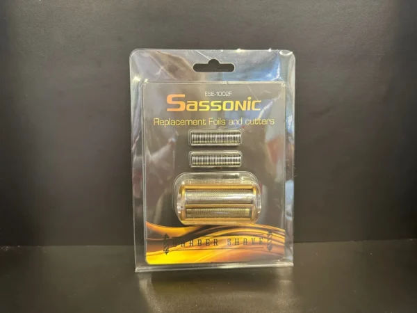 ערכת תחליפים למכונת תספורת Sassonic עם פילים וסכינים, מתאימה למספרות מקצועיות.
