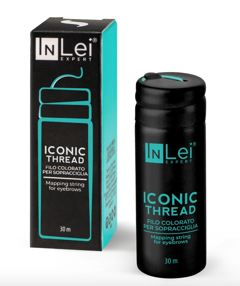 חוט מיפוי גבות ICONIC THREAD של InLei, אריזת 30 מטר. מתאים ללימודי קוסמטיקה ועיצוב גבות.